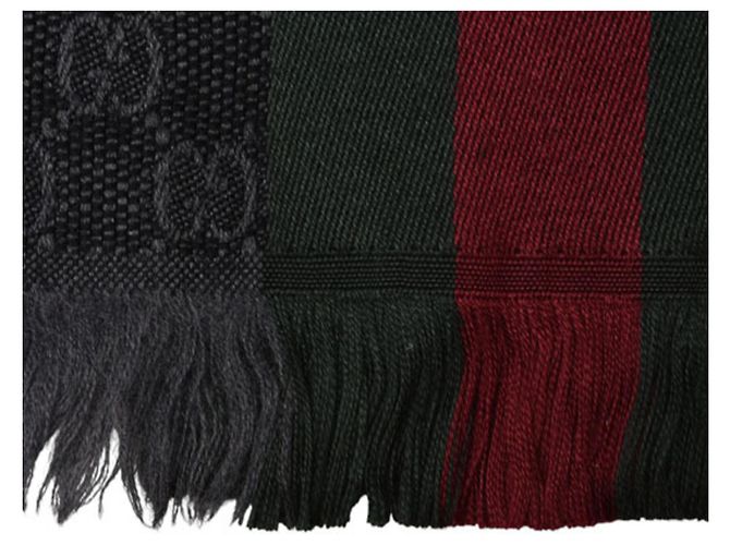 Stola in lana e seta Gucci Marrone Nero - vista 8