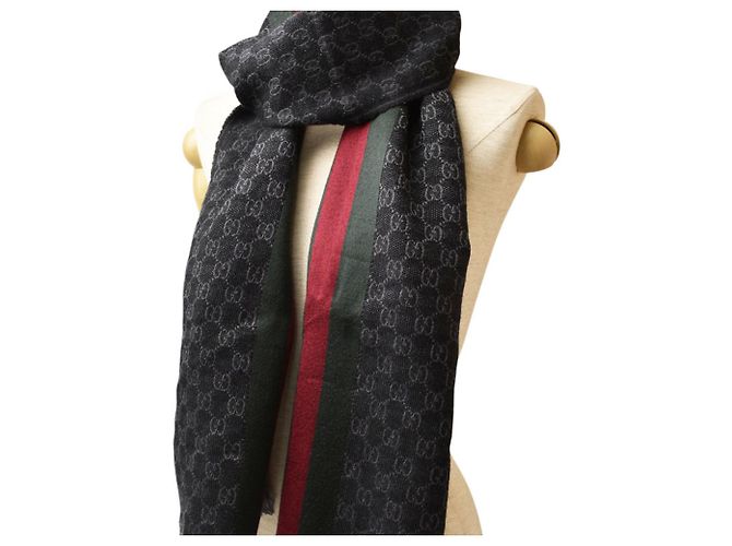 Stola in lana e seta Gucci Marrone Nero - vista 9