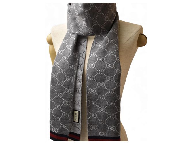 Sciarpa in lana Gucci Marrone Grigio - vista 10
