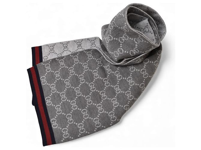 Sciarpa in lana Gucci Marrone Grigio - vista 2