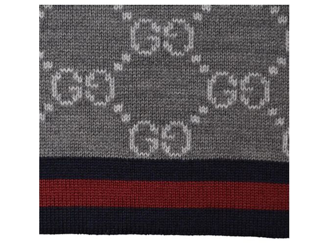 Sciarpa in lana Gucci Marrone Grigio - vista 5