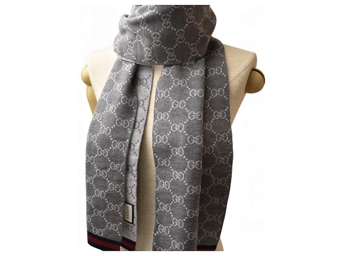 Sciarpa in lana Gucci Marrone Grigio - vista 9