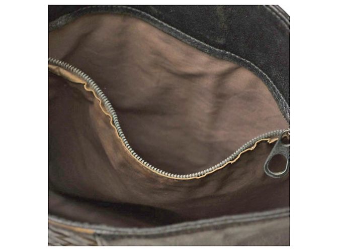 Borsa Messenger VN Intrecciato di Bottega Veneta Marrone Nero - vista 10