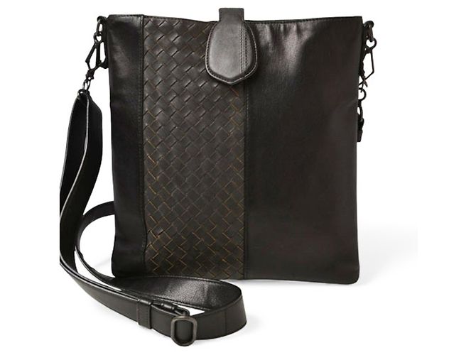 Borsa Messenger VN Intrecciato di Bottega Veneta Marrone Nero - vista 2