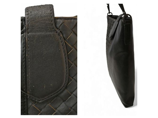 Borsa Messenger VN Intrecciato di Bottega Veneta Marrone Nero - vista 4