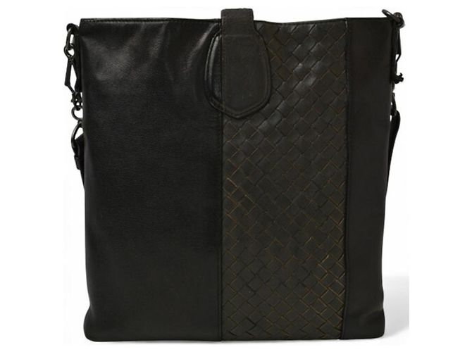 Borsa Messenger VN Intrecciato di Bottega Veneta Marrone Nero - vista 6