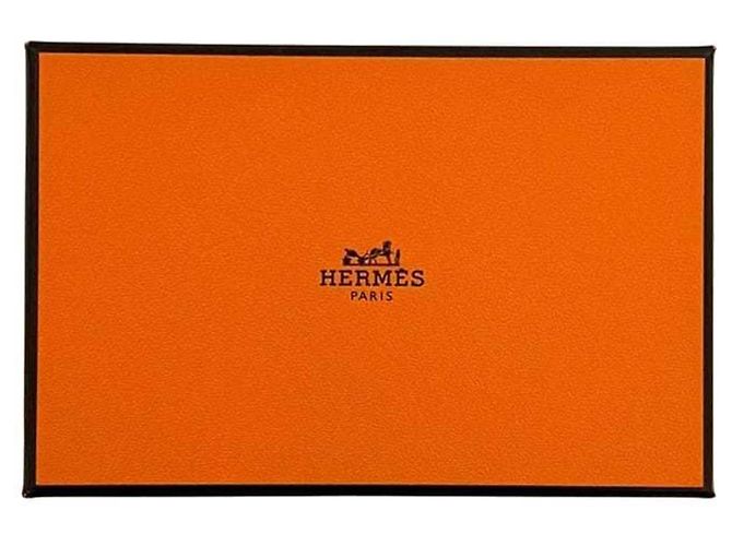 Billetera bi-fold Calvi Duo de Hermès Castaño Azul - vista 11