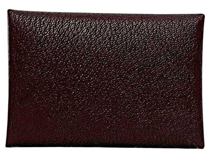 Billetera bi-fold Calvi Duo de Hermès Castaño Azul - vista 4