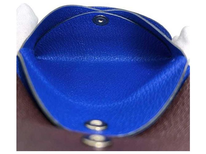 Billetera bi-fold Calvi Duo de Hermès Castaño Azul - vista 8
