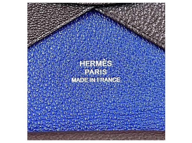 Billetera bi-fold Calvi Duo de Hermès Castaño Azul - vista 9