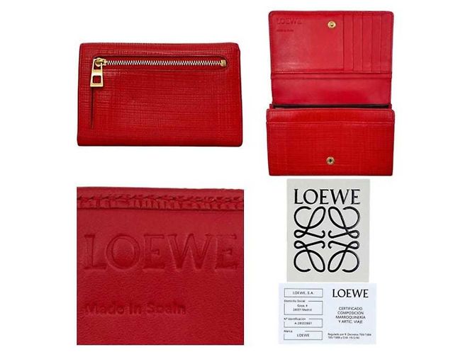 Billetera bifold de cuero rojo Loewe Roja - vista 3