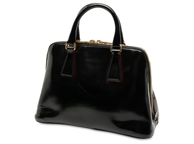 Prada Kleine schwarze Spazzolato Promenade-Handtasche - Ansicht 2