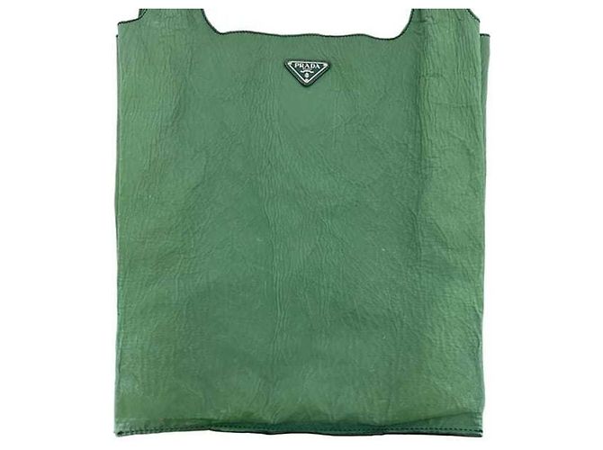 Borsa Eco Tote Prada in pelle verde - vista 11