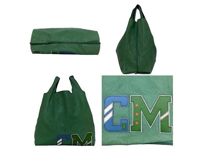 Borsa Eco Tote Prada in pelle verde - vista 3