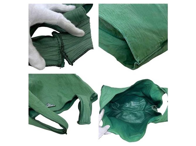 Borsa Eco Tote Prada in pelle verde - vista 4