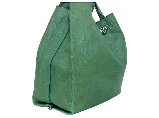 Borsa Eco Tote Prada in pelle verde - vista 8