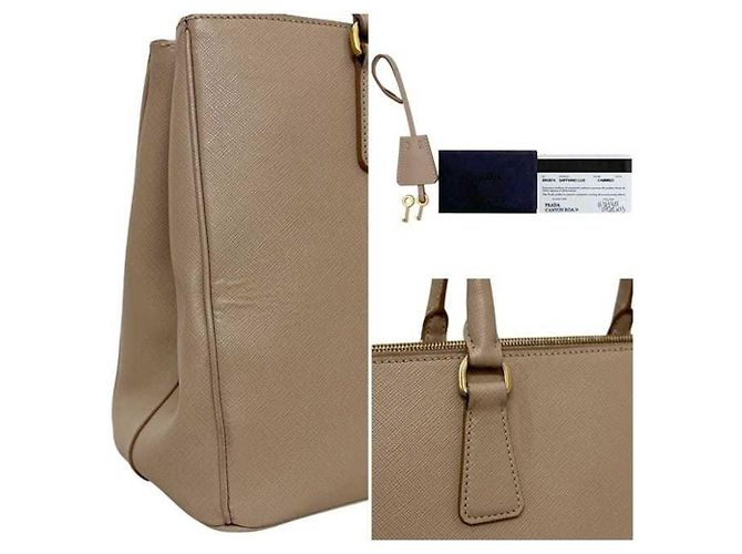 Borsa a mano in pelle Saffiano beige Prada - vista 11