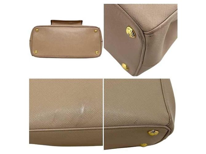 Borsa a mano in pelle Saffiano beige Prada - vista 4