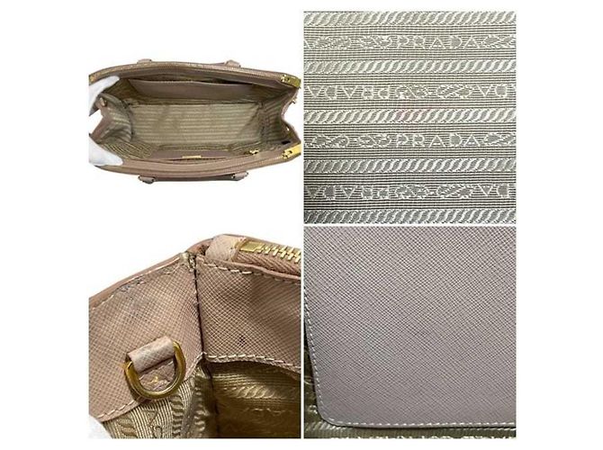 Borsa a mano in pelle Saffiano beige Prada - vista 5