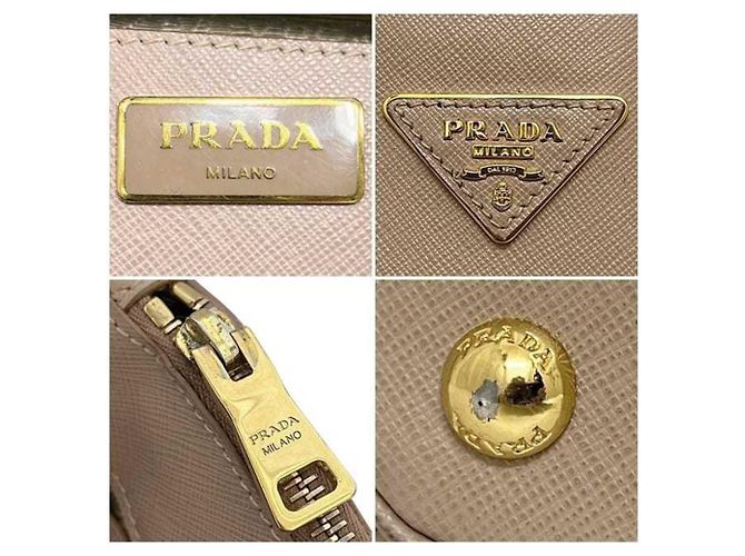 Borsa a mano in pelle Saffiano beige Prada - vista 7