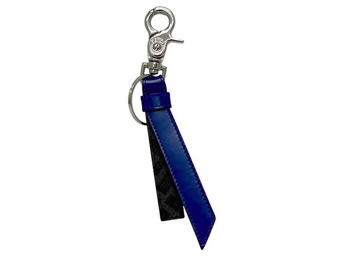 Fendi Zucchino Leder Schlüsselanhänger Braun Schwarz Silber Blau - Ansicht 2