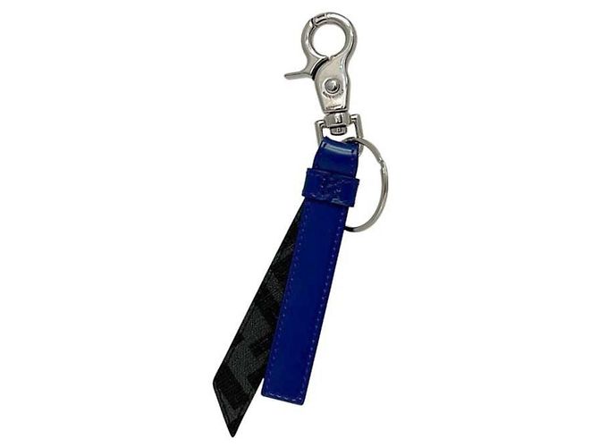 Fendi Zucchino Leder Schlüsselanhänger Braun Schwarz Silber Blau - Ansicht 4