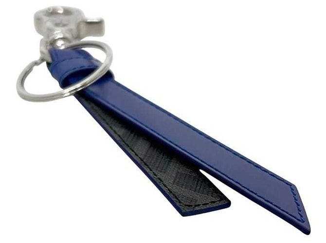 Fendi Zucchino Leder Schlüsselanhänger Braun Schwarz Silber Blau - Ansicht 5