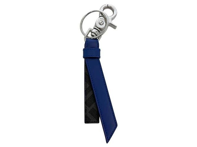 Fendi Zucchino Leder Schlüsselanhänger Braun Schwarz Silber Blau - Ansicht 9