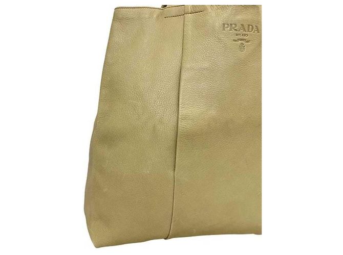 Bolso tote de cuero beige Prada - vista 10