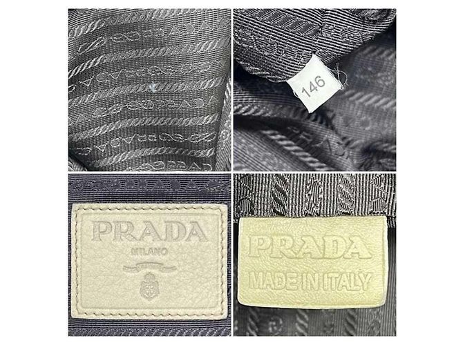 Bolso tote de cuero beige Prada - vista 4
