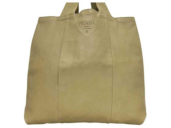 Bolso tote de cuero beige Prada - vista 8