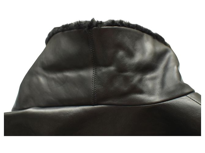 Louis Vuitton 1AGJEO Shearling Collar Evening Black Leather Biker Jacket 5 700€ - view 10