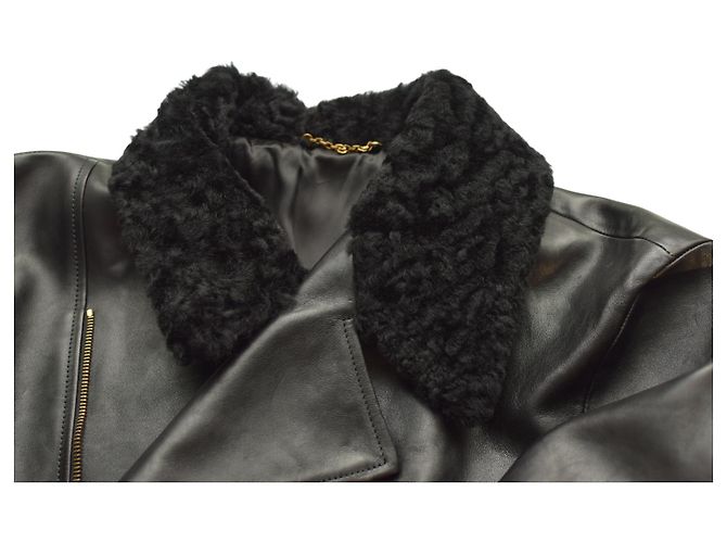 Louis Vuitton 1AGJEO Shearling Collar Evening Black Leather Biker Jacket 5 700€ - view 11