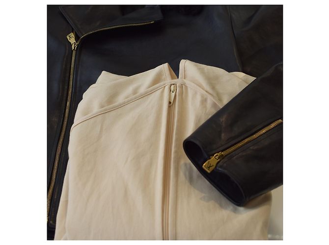 Louis Vuitton 1AGJEO Shearling Collar Evening Black Leather Biker Jacket 5 700€ - view 12