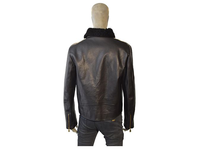 Louis Vuitton 1AGJEO Shearling Collar Evening Black Leather Biker Jacket 5 700€ - view 2