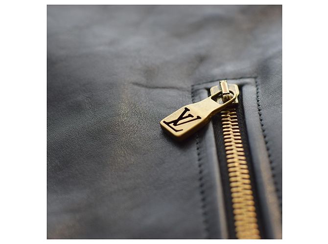Louis Vuitton 1AGJEO Shearling Collar Evening Black Leather Biker Jacket 5 700€ - view 5