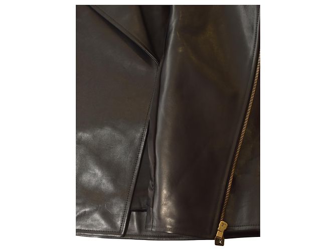 Louis Vuitton 1AGJEO Shearling Collar Evening Black Leather Biker Jacket 5 700€ - view 8