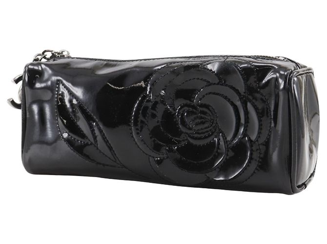 Pochette Camelia CHANEL in pelle verniciata nera Nero - vista 2
