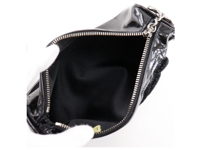 Pochette Camelia CHANEL in pelle verniciata nera Nero - vista 8