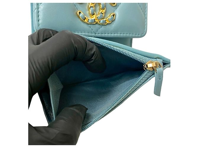 Chanel 19 Lammleder Bifold Geldbörse Blau - Ansicht 10