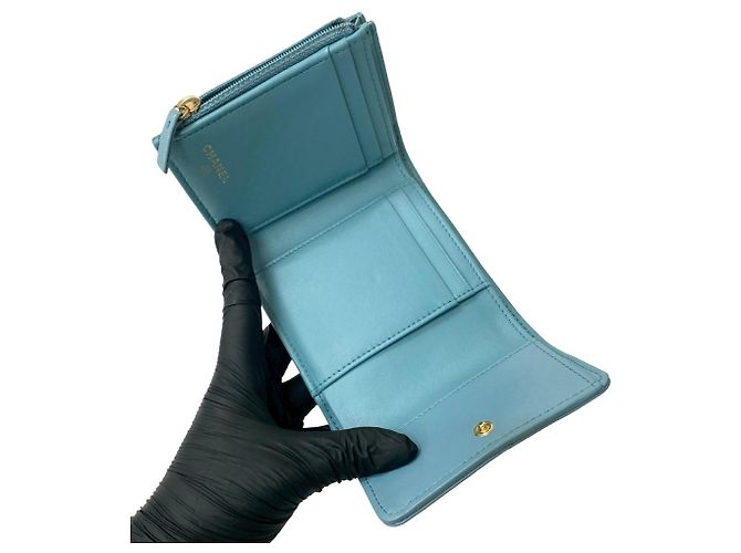 Chanel 19 Lammleder Bifold Geldbörse Blau - Ansicht 7