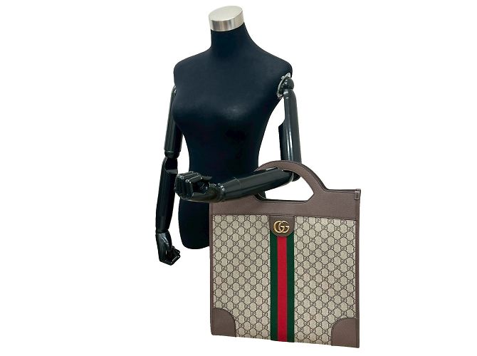 GUCCI Ophidia GG Supreme Sherry Line Lederhandtasche Braun Rot Grün - Ansicht 2
