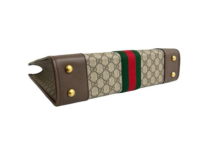 GUCCI Ophidia GG Supreme Sherry Line Lederhandtasche Braun Rot Grün - Ansicht 7