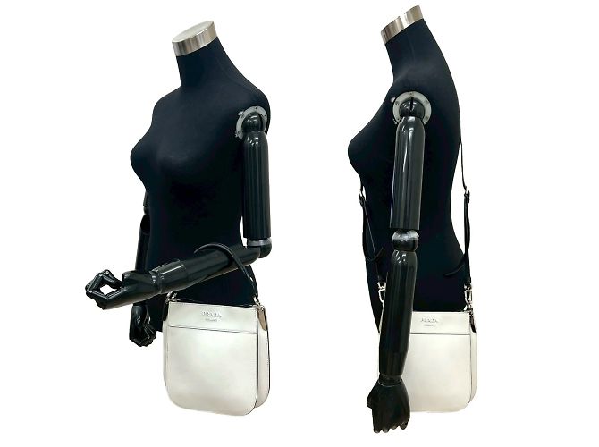 Tote Prada Maggit Logo Leder 2-Wege-Handtasche Schwarz Weiß - Ansicht 2