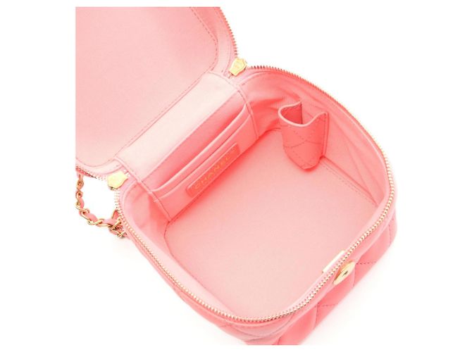 Borsa a spalla in agnello matelassé rosa Chanel - vista 3