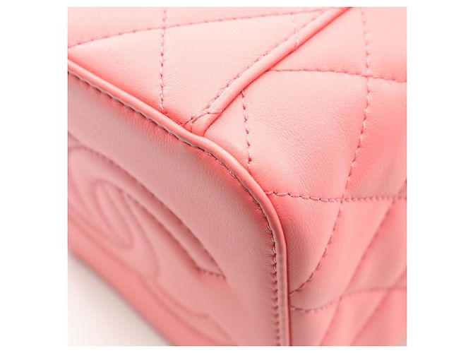 Borsa a spalla in agnello matelassé rosa Chanel - vista 8