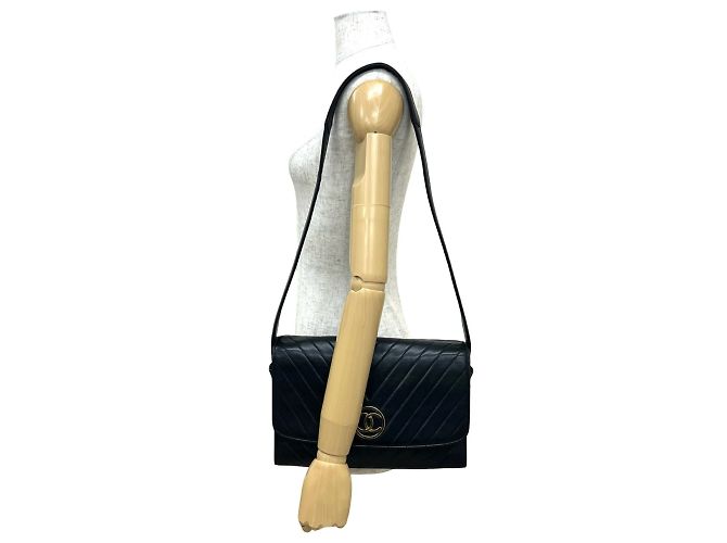 Chanel Vintage V-Stitch Coco Mark Schultertasche Schwarz - Ansicht 2