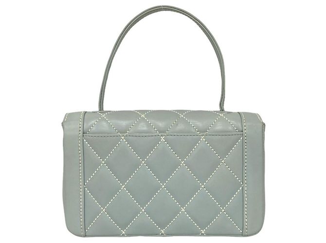 CHANEL Matelassé Coco Wild Stitch Lederhandtasche Blau - Ansicht 3