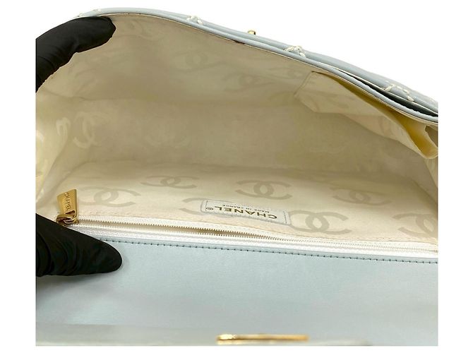 CHANEL Matelassé Coco Wild Stitch Lederhandtasche Blau - Ansicht 9