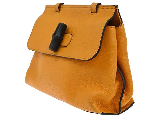 Gucci Bamboo Daily Top Handle in pelle Medium Arancione - vista 3